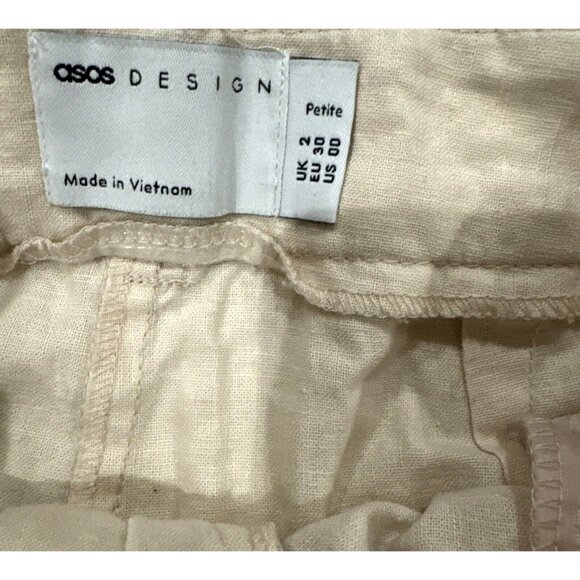 ASOS Design Linen Blend Light Pink High-Waisted Pants UK 2 EU 30 US 00 Petite - Picture 3 of 7